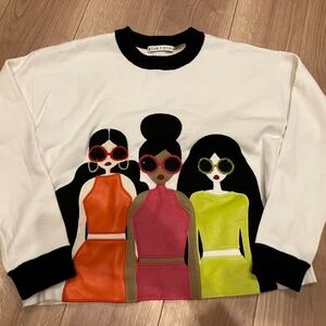 Alice + Olivia Women's Graphic Sweater - White and Black